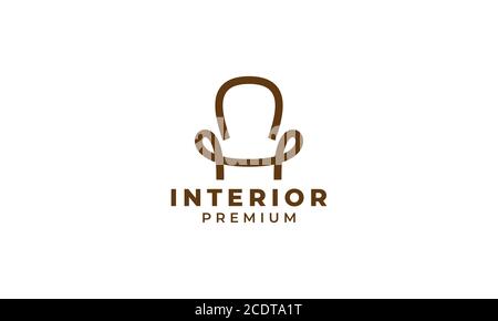 modern futuristic chair interior icon logo design line Stock Vector