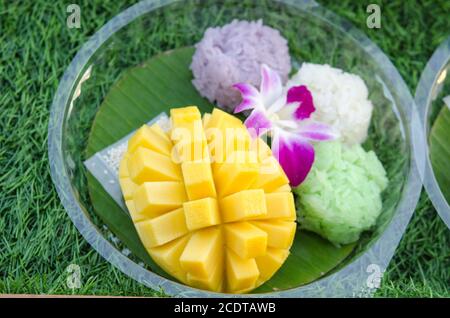 Sticky Rice with Mango Stock Photo