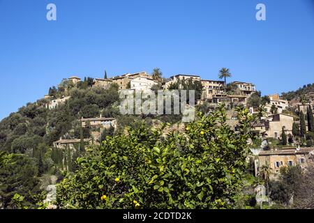 Partial view of Deia 'the artists village in the Tramuntana mountains, Mallorca, Spain, Europe Stock Photo