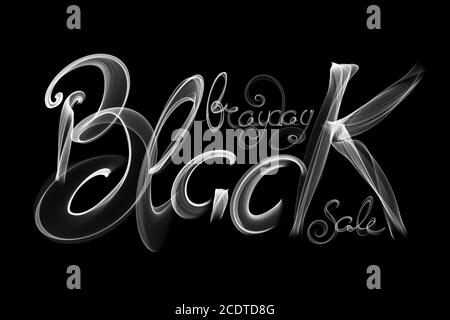 Black Friday Sale handmade lettering, calligraphy made wit fire, grunge texture and light background for logo, banners, labels, Stock Photo