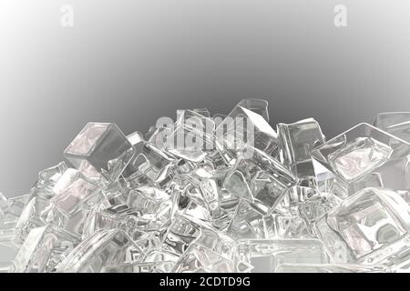 Ice cubes isolated on gray background 3d illustration Stock Photo