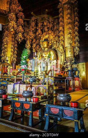 Golden Buddha in Chion-In Temple, Kyoto, Japan Stock Photo