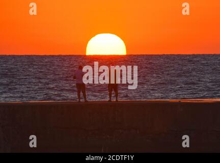 Sunset over the - Mediterranean sea Stock Photo