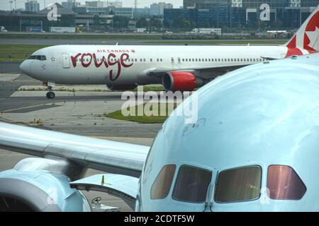 Airplanes in Pearson airport, Toronto, Canada Stock Photo