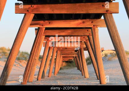 Underneath the Avalon Fishing Club pier in Avalon, New Jersey, USA Stock Photo