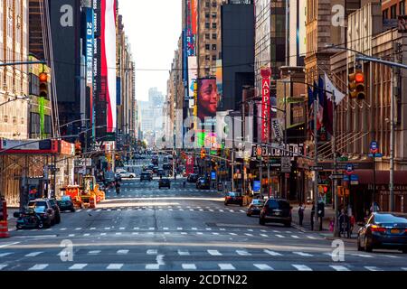Empty street Seventh Avenue New York during COVID-19 Pandemic Stock ...