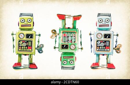crazy robot team Stock Photo