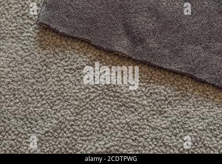 Bilateral beige and brown polar fleece fabric texture close up Stock Photo