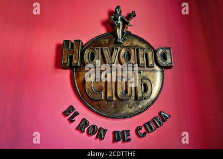 Havana Club museum sign in the entrance of the Museo del Ron (Rum Museum) in Havana. In the Museum t Stock Photo