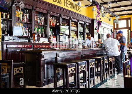 Mojito cocktail in a bar in Cuba / Havana in Havana Club Rum glasses Stock Photo