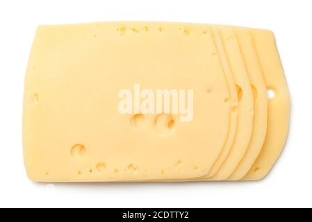 Cheese Slices Isolated on White Background Stock Photo