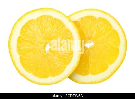Slices of Lemon Fruit Isolated on White Background Stock Photo