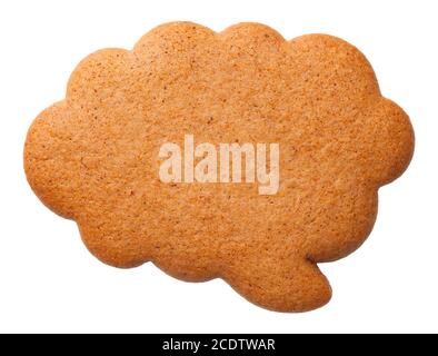 Gingerbread Speech Cloud Cookie Isolated on White Background Stock Photo