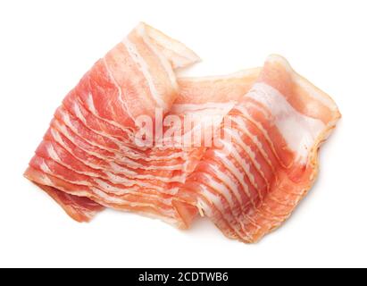 Raw, Smoked Bacon Isolated on White Background Stock Photo