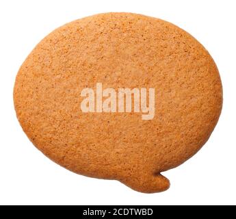 Gingerbread Speech Bubble Cookie Isolated on White Background Stock Photo