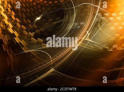 Colorful Ancient Mechanism with Golden Metal Gear Wheels Stock Photo