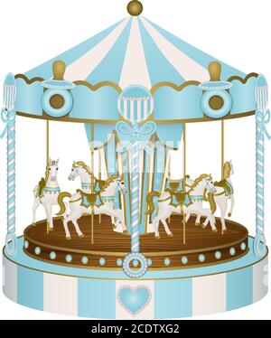Baby shower carousel for baby boy Stock Vector