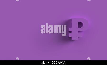 Ruble Sign purple Isolated with colored background. 3d render isolated illustration, business, managment, risk, money, cash, growth, banking, bank, fi Stock Photo