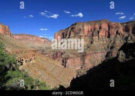 View of Grand Canyon from Thunder River Trail off North Rim of Grand Canyon National Park, Arizona on clear sunny summer afternoon. Stock Photo