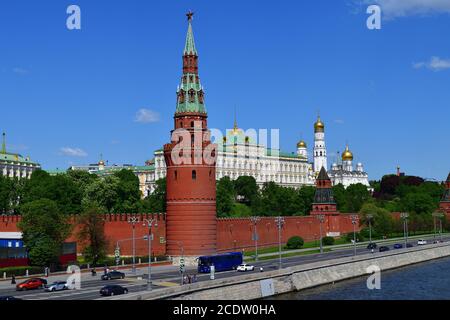 Kremlin embankment in spring in Moscow, Russia Stock Photo