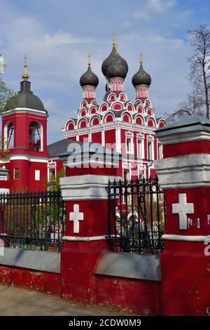 Moscow, Russia - April 30. 2018. Temple of Tikhvin Icon of Mother of God Stock Photo