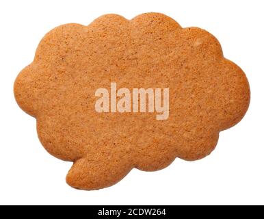 Gingerbread Speech Cloud Cookie Isolated on White Background Stock Photo