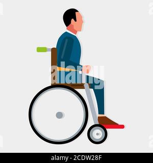young man using wheelchair vector illustration Stock Vector