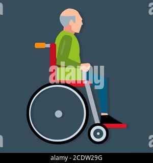 old man using wheelchair vector illustration Stock Vector