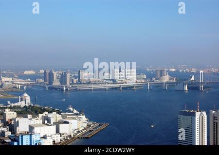 View of Tokyo harbour and Odaiba district, Tokyo, Japan, viewed from Shiodome (2009) Stock Photo