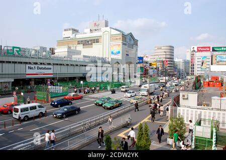 Koshu-Kaido Avenue, South Entrance of Shinjuku Station, Tokyo, Japan Stock Photo