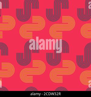 Seamless pattern with abstract pink line roses, simple hand drawn