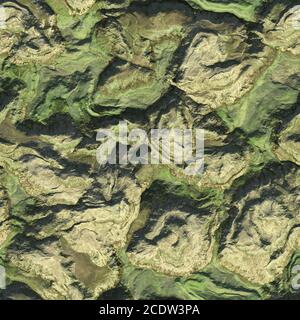Aerial view from air plane of mountains seamless texture background. 3d illustration Stock Photo