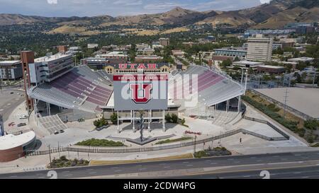 Aerial View Of Rice–Eccles Stadium On The Campus Of The University Of Utah Stock Photo