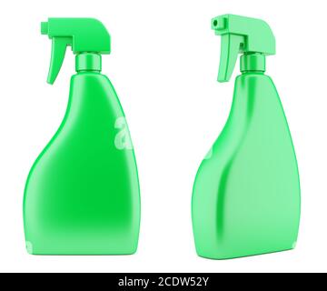 blank green plastic cleaner spray bottle template isolated on white background Stock Photo