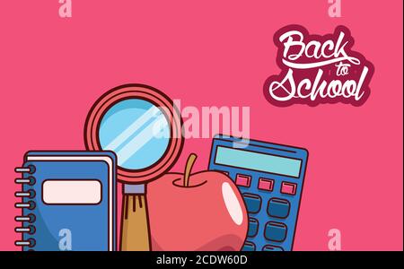 notebook lupe apple and calculator design, Back to school eduacation ...