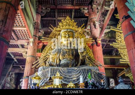 Vairocana buddha in Daibutsu-den Todai-ji temple, Nara, Japan Stock Photo