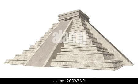 Temple of Kukulkan. Mayan pyramid. Chichen Itza. Yucatan, Mexico 3d illustration Stock Photo