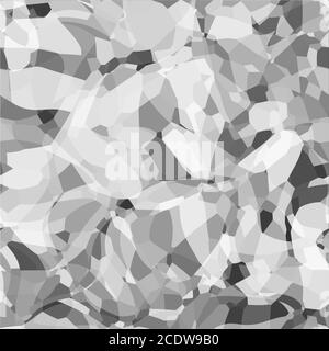 Abstract space monochrome background. Chaotically fluid connected points and polygons debris flying in space. Futuristic technol Stock Photo