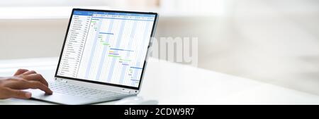 Gantt Employee Time Sheet Chart And Business Schedule Stock Photo