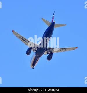 Sheremetyevo, Russia - May 16. 2018. SSJ 100 of airline Aeroflot Stock Photo