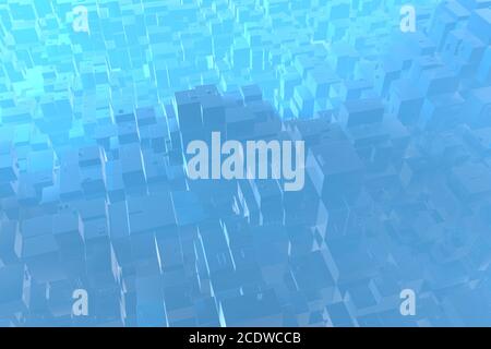 Wealth rich concept idea of blue city at sunset rays Abstract space background.3D illustration rendering Stock Photo
