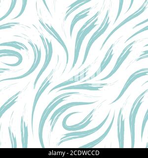 Vector seamless pattern of smooth brush strokes in blue on a white background.texture of waves or flow. Print wallpaper or fabric. Stock Vector
