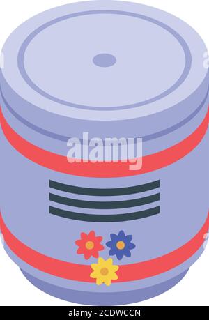 Fertilizer jar icon, isometric style Stock Vector
