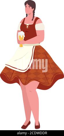 oktoberfest woman cartoon with traditional cloth and beer vector design Stock Vector