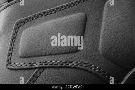 leather boots stitched with thread close up Stock Photo