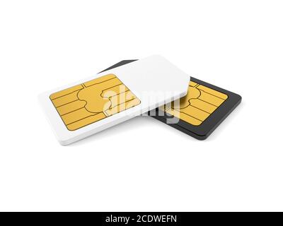 SIM cards isolated on white background Stock Photo