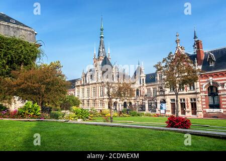 Palais Bénédictine with outbuildings and garden in Fécamp, Normandy, France Stock Photo