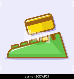 Simple vector illustration of an electronic data capture machine with a card. Will make the payment. Pay bill. Good financial. A prosperous life. Taki Stock Vector