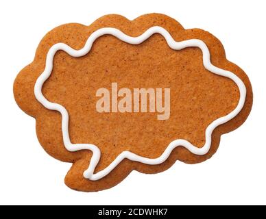 Gingerbread Speech Cloud Cookie Isolated on White Background Stock Photo