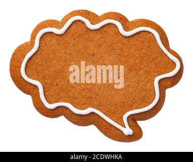 Gingerbread Speech Cloud Cookie Isolated on White Background Stock Photo